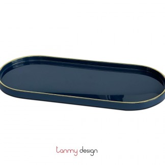 Blue lacquer tray with yellow border 26*11*H1cm